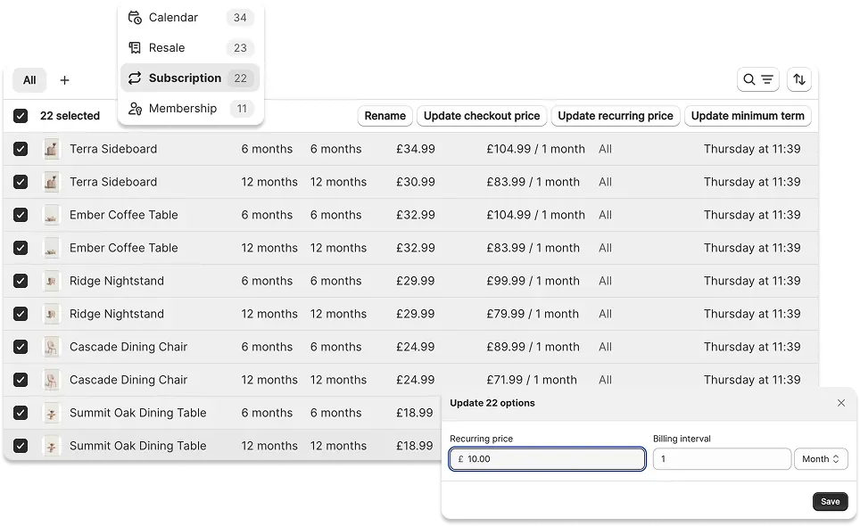 Bulk update method options
