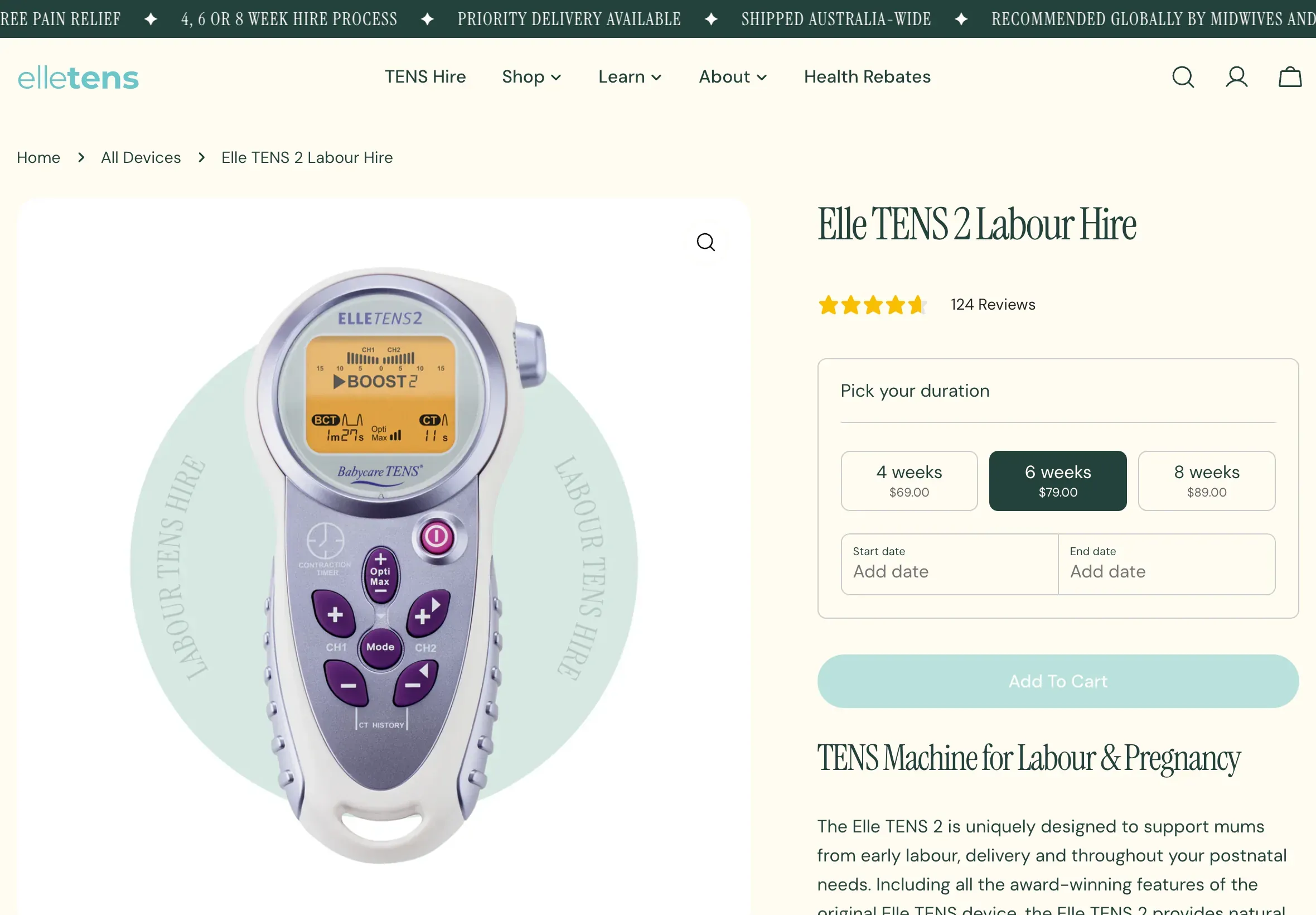 Medical machine rental tablet view