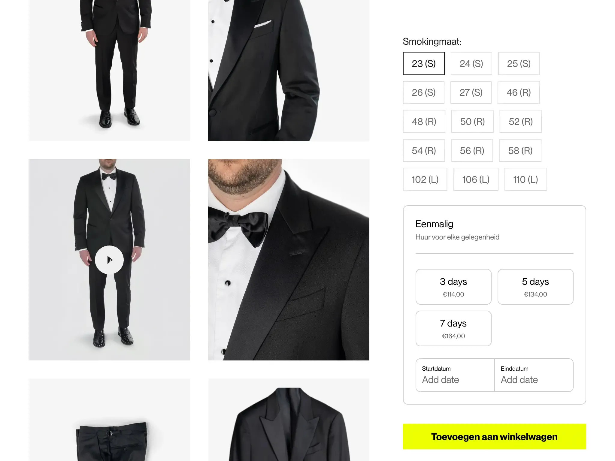 Tuxedo and bridal rental tablet view