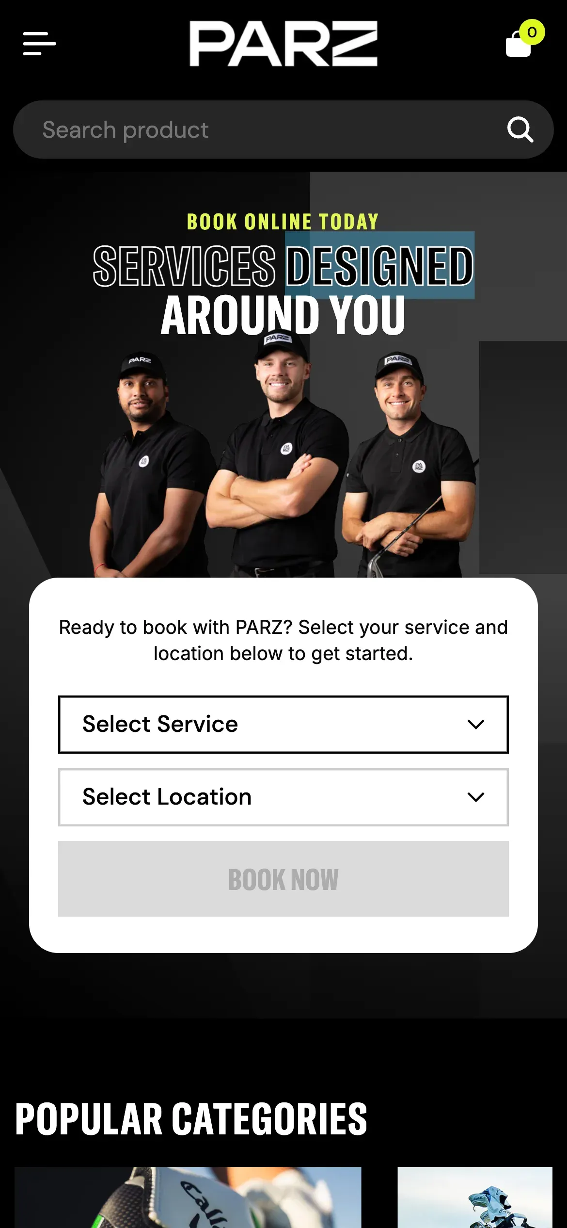 Golf equipment rental mobile view
