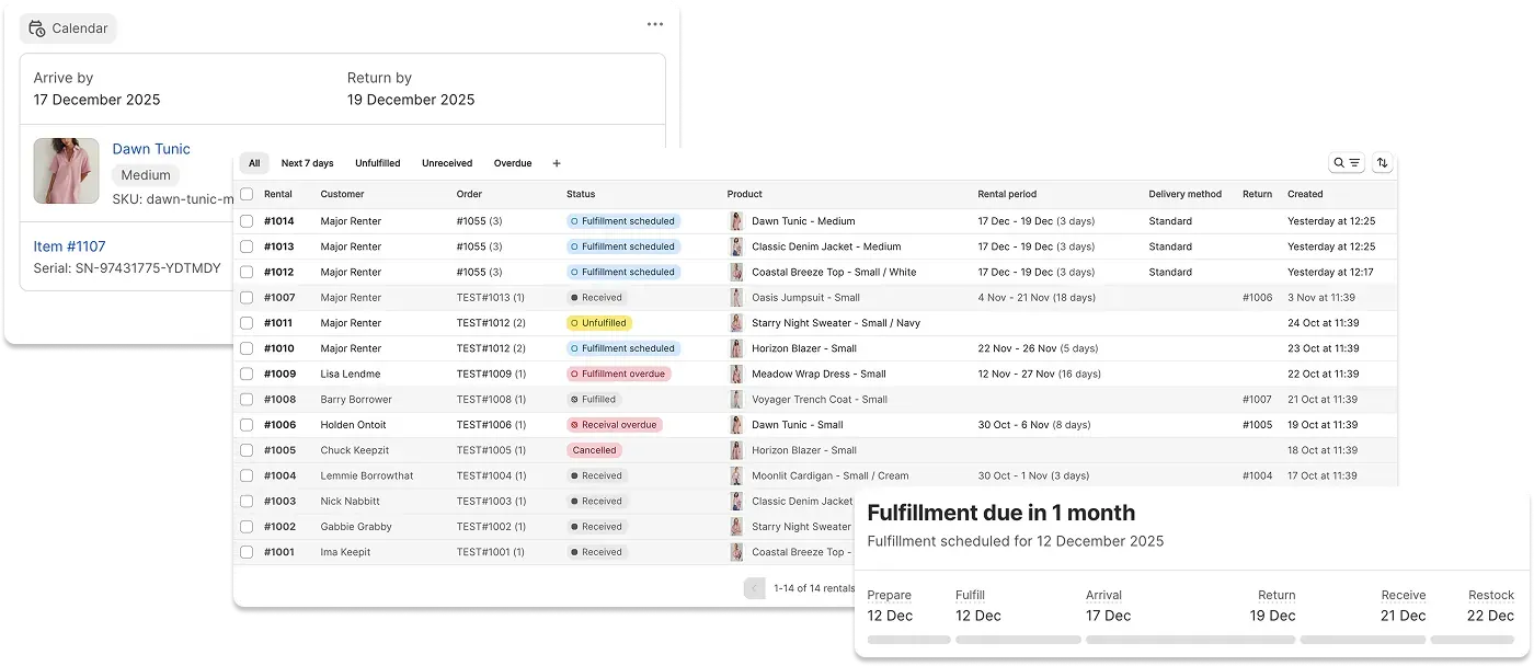 New rental table interface