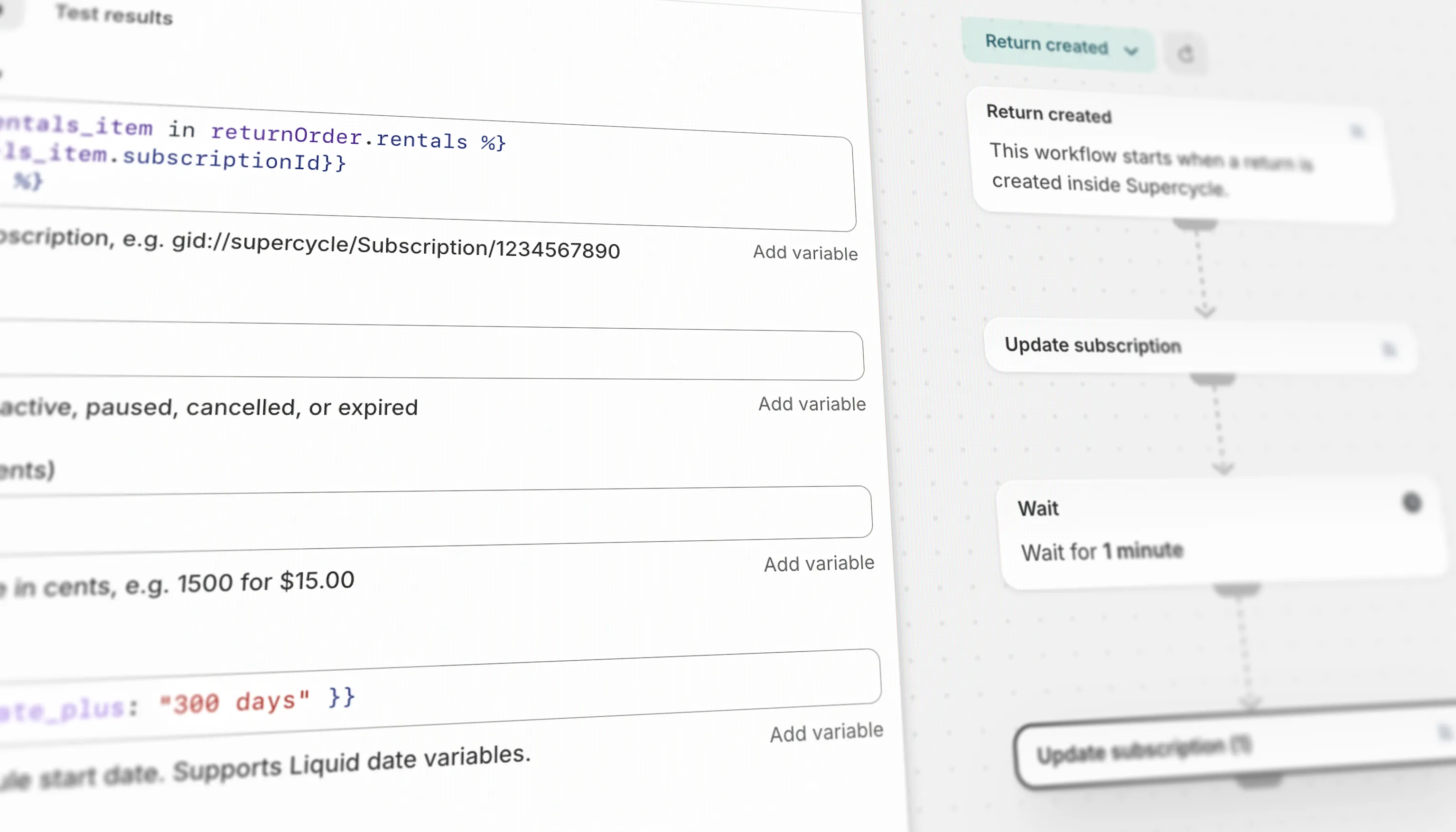 Shopify Flow workflow with Supercycle triggers and actions