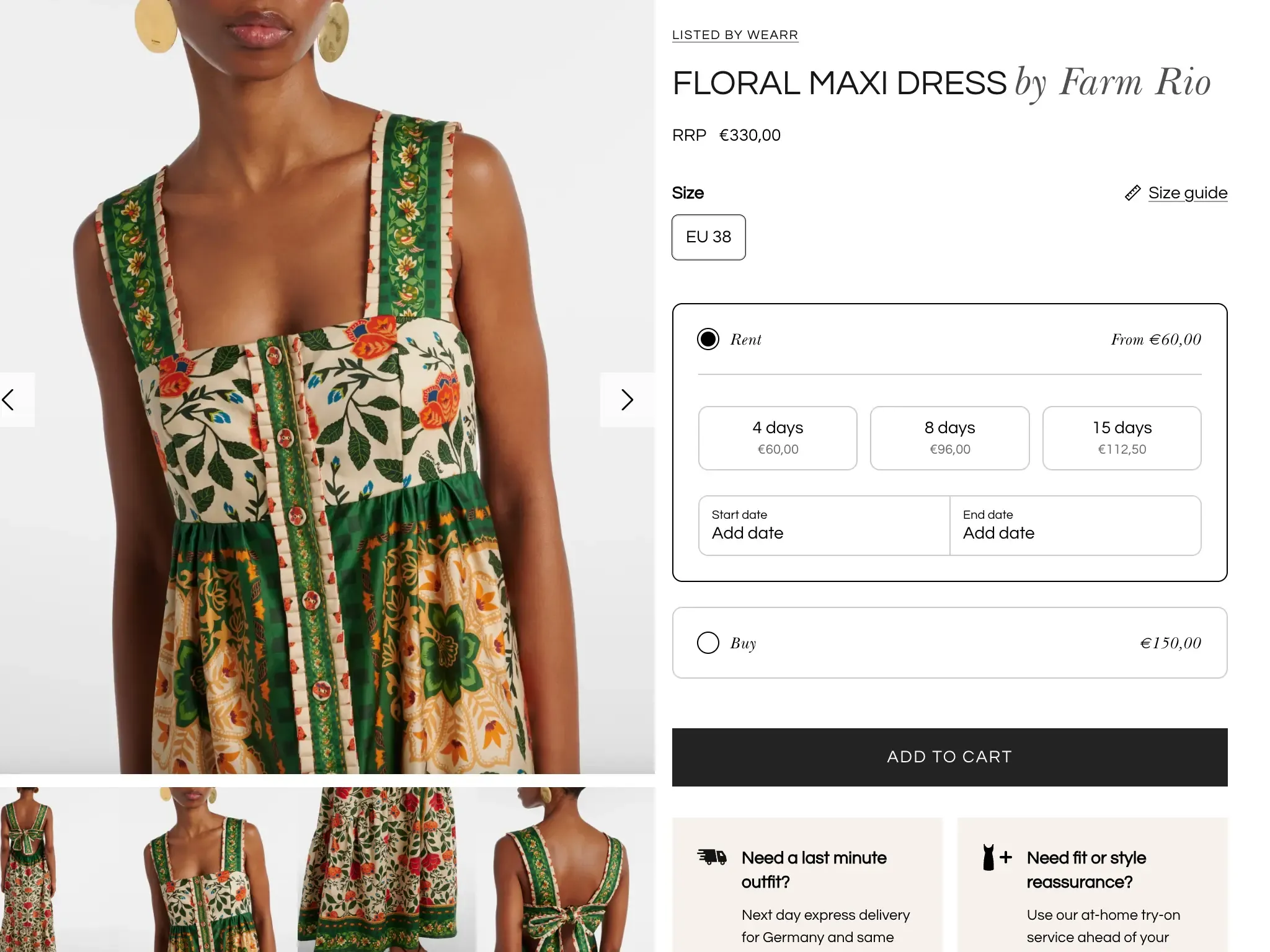 Designer fashion rental tablet view