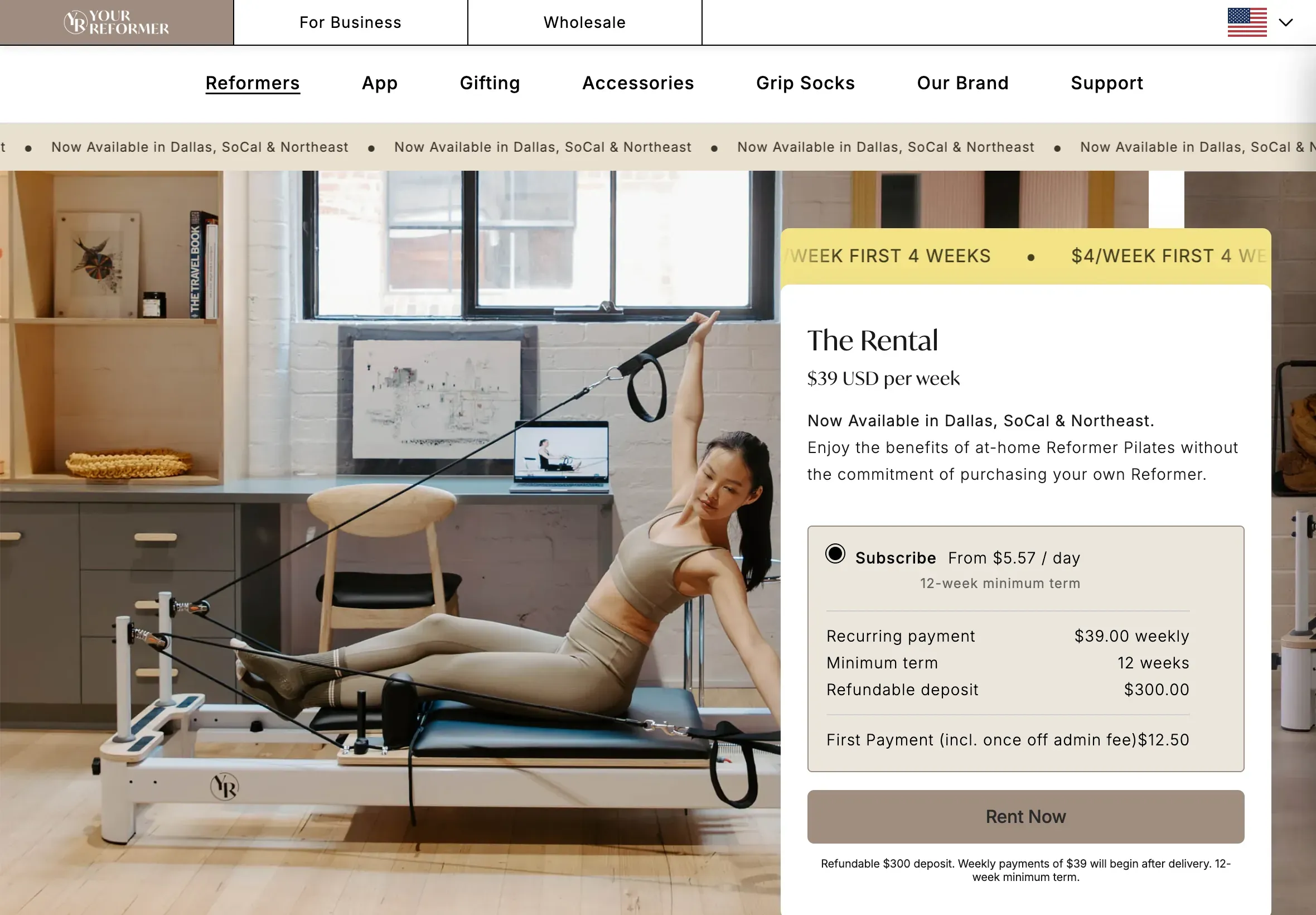 Reformer subscriptions tablet view