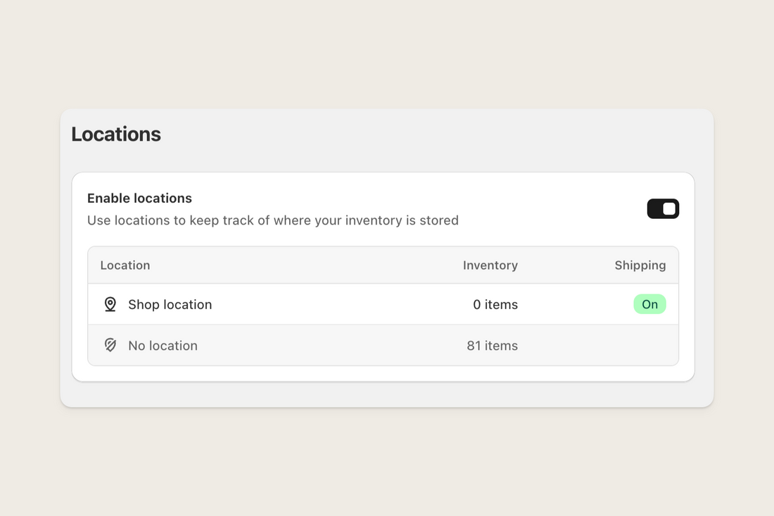 Multiple inventory locations